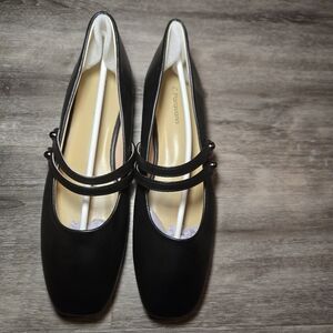 C. Paravano Black Mary Jane Comfort Ballet Flats Square Soft Leather Size 9 New‎